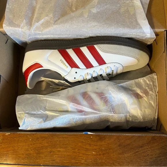 ADIDAS White/Scarlet Samba OG - Picture 10 of 11